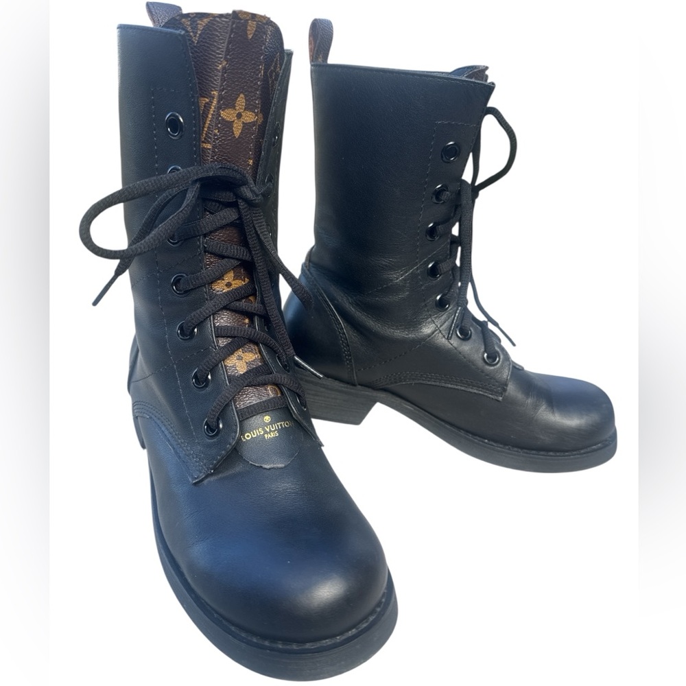 Louis Vuitton Metropolis Flat Ranger Black combat boots EU 37 US 7